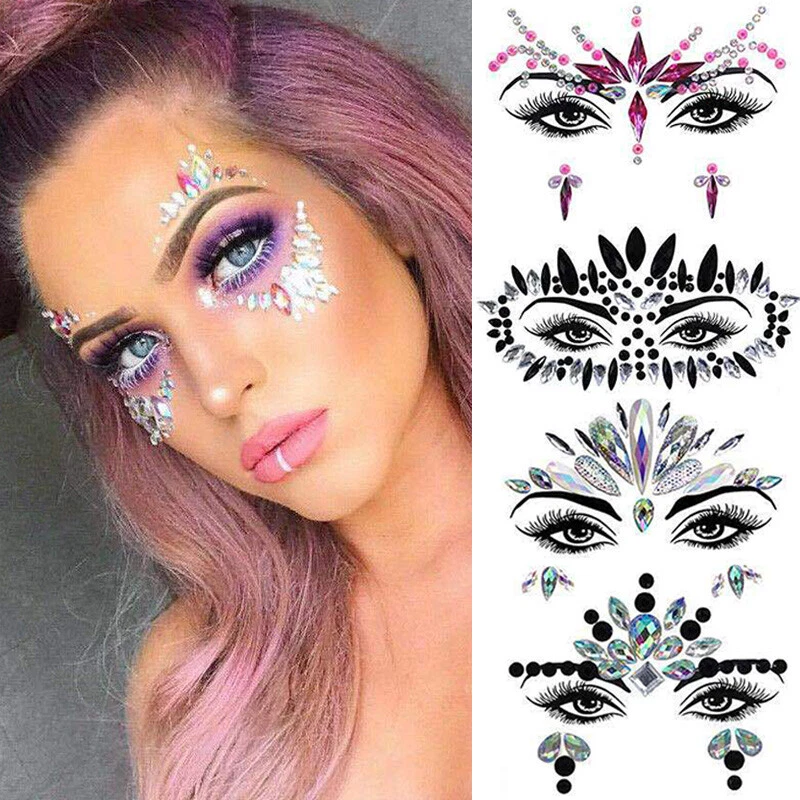 Face Gems Women Mermaid Jewels With Chest Gems,crystals Face Jewels Stick On  Eyes Face Body Fit For Festival Music Party Makeup - Temporary Tattoos -  AliExpress