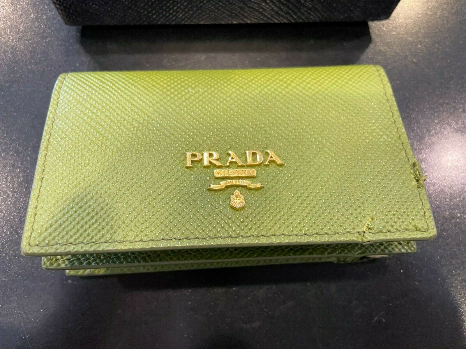 PRADA Saffiano Leather Card Holder wallet Green