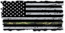 Distressed American Flag Thin Camo Line Vinyl Decal sticker army military