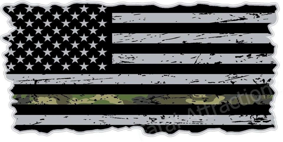 FATAL ATTRACTIONZ Distressed American Flag Thin Camo Line Vinyl Decal sticker army military