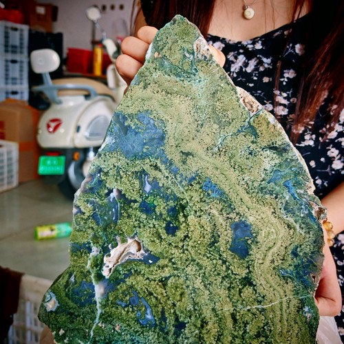 13.86LB Natural and beautiful aquatic agate crystal rough sliced stone specimen - Picture 4 of 13