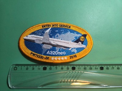 Aufnäher Patch Lufthansa A320 NEO Pratt & Whitney PW1100G 13,5 x 7 cm