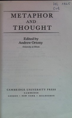 Metaphor and Thought. Ortony, Andrew: