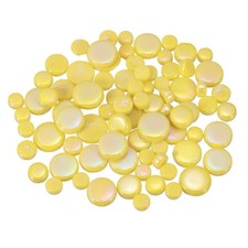 100g Multi-Size Iridescent Round Mosaic Tiles for Crafts Yellow 