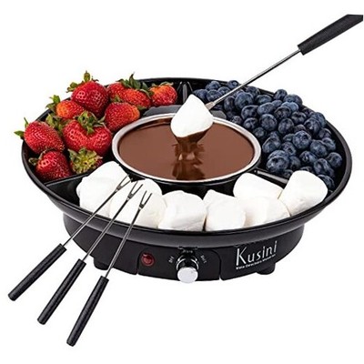Kusini Electric Fondue Pot Set - Chocolate Fondue Kit - Temperature Black