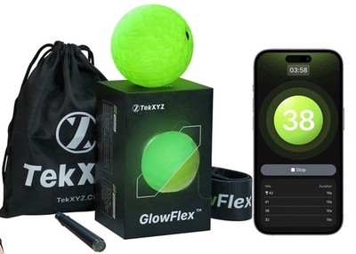 TekXYZ GlowFlex Reflex Ball with Counter App - Glow-in-the-Dark Boxing Ball NIB