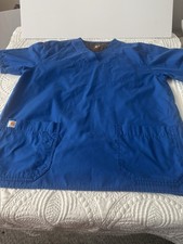 Carhartt Men  s Ripstop Scrub Top Blue V-Neck Utility Pockets Size M Workwear