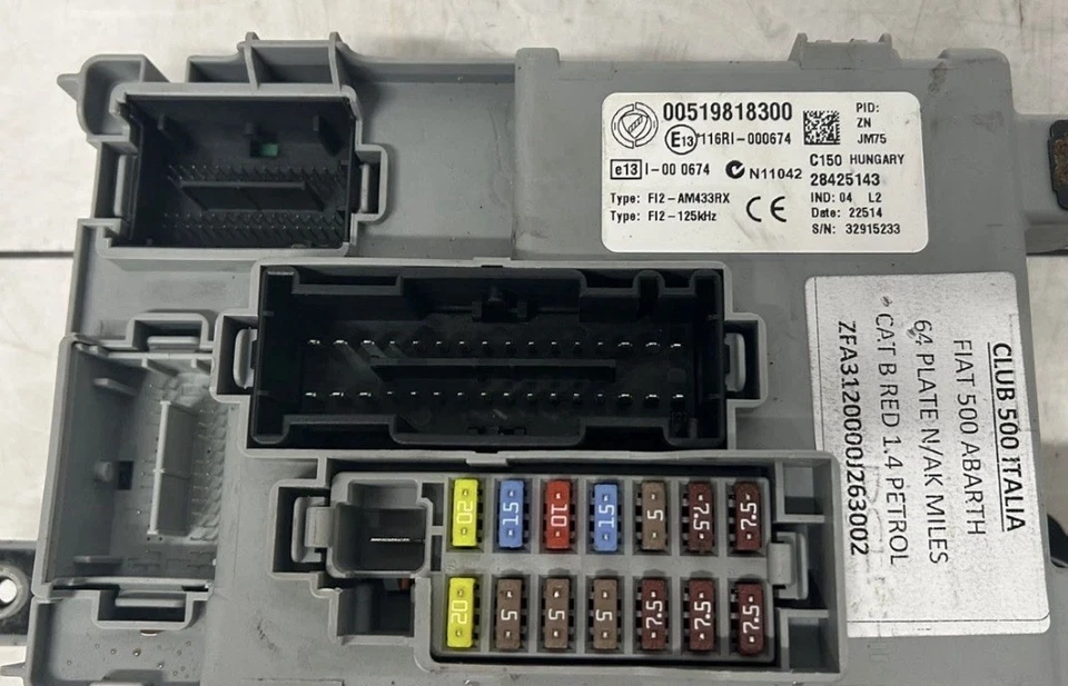 B20 Fiat 500 Abarth Body Control Unit 519818300 Genuine 00519818300 - Image 2 of 2