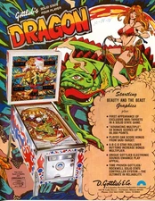 Dragon Gottlieb Pinball Flyer / Brochure / Ad - Nice