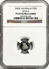 2005 P PLATINUM AUSTRALIA $5 KOALA NGC PROOF 69 ULTRA CAMEO ONLY 135 MINTED