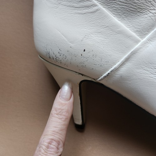 NEW VTG 80s 90s White Leather Boots Knee High 6 M UNWORN NWT Foldover Top - Picture 10 of 11