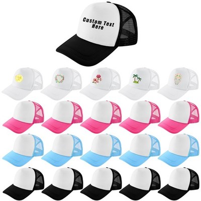 20 Pack Sublimation Blank Mesh Baseball Cap Polyester Mesh Plain Trucker Hat ...