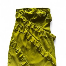 Pretty little thing Olive Chiffon Diagonal Frill Bandeau Bodycon Dress