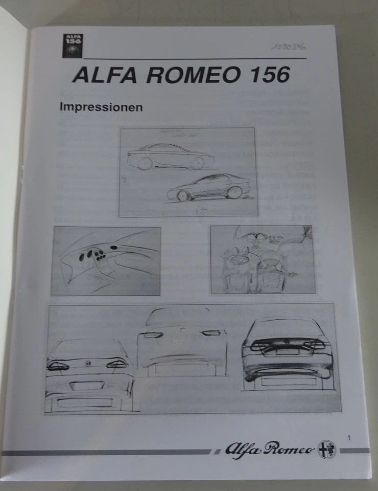Material De Capacitación / Folleto De Introducción Alfa Romeo 156 Fecha 10/1997 - Imagen 2 de 4