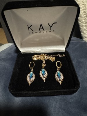 Two Earrings And A Reckless From Kay Jewelers Gold With Blue And Clear Jems