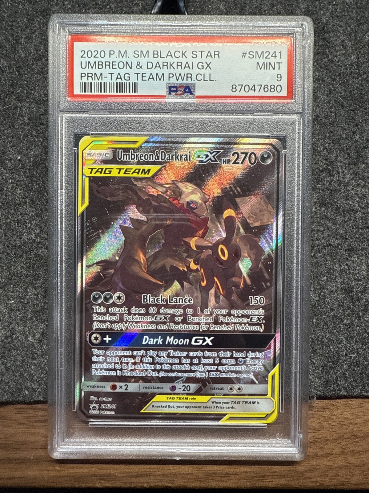 Pokémon TCG Umbreon & Darkrai GX SM241 PSA 9