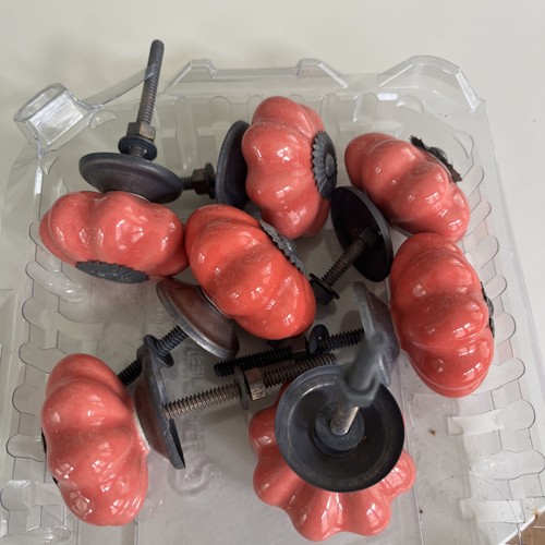 Anthropologie Coral Ceramic Drawer Knobs Set of 7 Cabinet Pulls Hardware