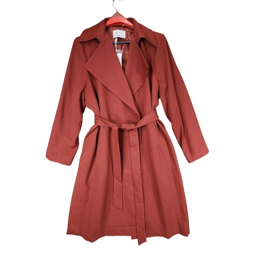 Estelle Georgie Trench Coat 1X 16W Women Ginger Orange Red Pockets EJ231100 NEW