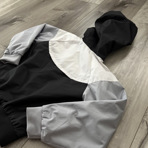NWOT Toddler Boys Kids Nike Windbreaker Hooded Hood Jacket Black Gray White 3T - Picture 12 of 15