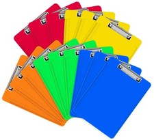 15 Pack Plastic Clipboards, Assorted Color, A4 Letter Size, 12.5 x 9 Inch