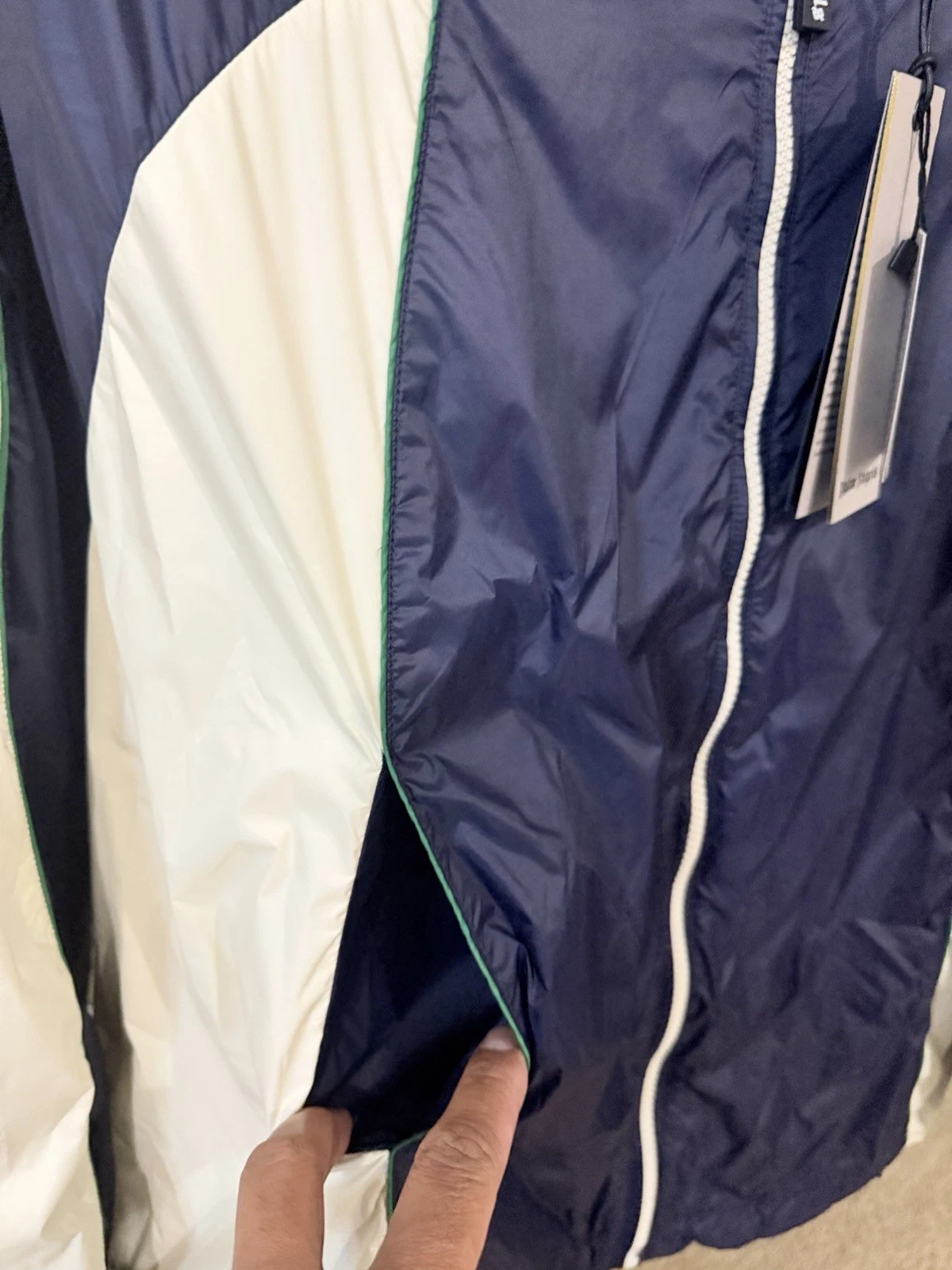 Palm Angels MED Curved Logo Windbreaker Jacket Navy Blue NWT π₯ $1181 - product detail image 6