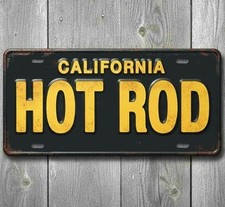 California Hot Rod 6 X 12 Novelty Aluminum License Plate Made In Usa New