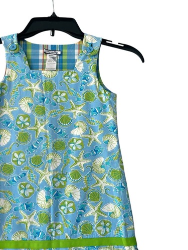 Hartstrings Girls Size 5 Sleeveless Reversible Dress Blue White Ocean or Plaid S - Picture 4 of 11