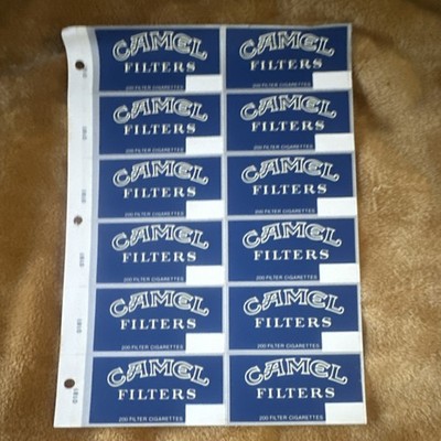 Camel Filters Cigarette Box Labels Sheet - Collectible Tobacco Advertising