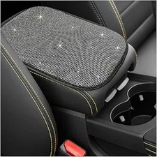 Armrest Cover, 11.8" 8.5" Crystal Rhinestone Auto Center Black White