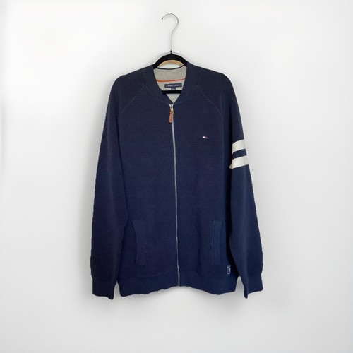 Tommy Hilfiger Cardigan Sweater Baseball Navy Blue Men's Size XXL - Picture 1 of 22