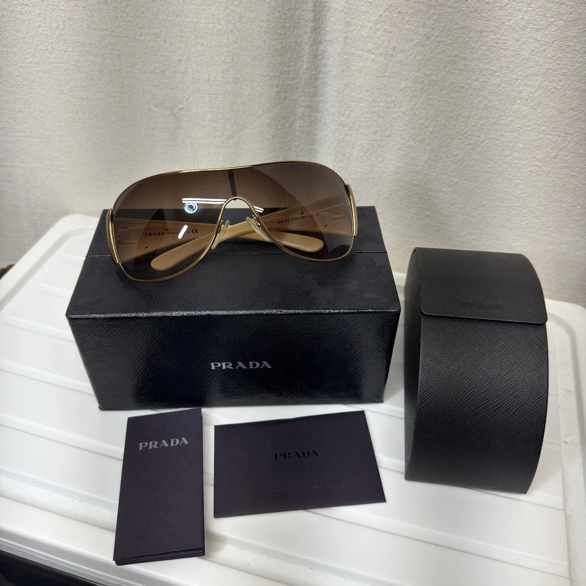 PRADA Gold Shield Sunglasses for Women for sale | eBay display picture 2