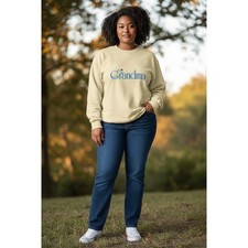Vintage Jerzees Grandma Embroidered Sweatshirt Yellow Rose Crewneck Large
