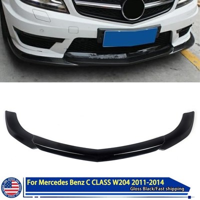 Gloss Black Front Bumper Lip Splitter For Mercedes C Class W204 C300 C350 11-14
