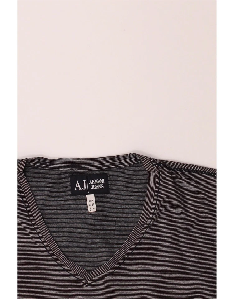 ARMANI Mens T-Shirt Top XL Navy Blue Pinstripe Cotton AU06 - Image 3 of 3