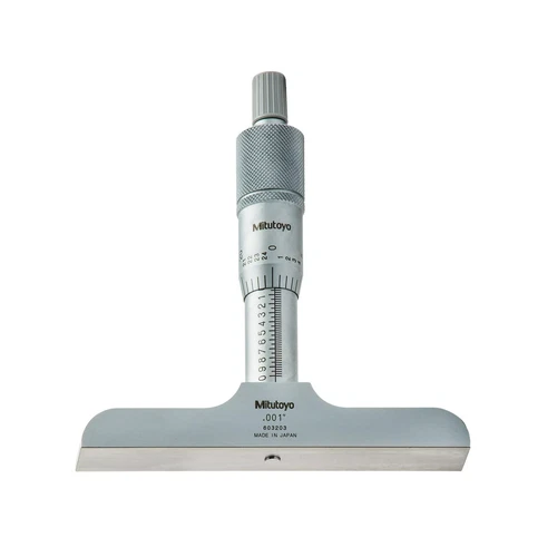 Mitutoyo 128-105 Vernier Depth Gauge, Micrometer Type, 0-1" Range, 0.001"