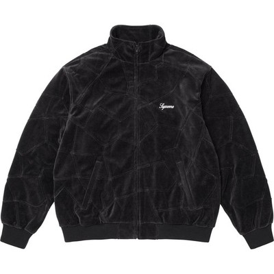 Supreme PATCHWORK VELOUR TRACK JACKET Black Full Zip Size XL Brand