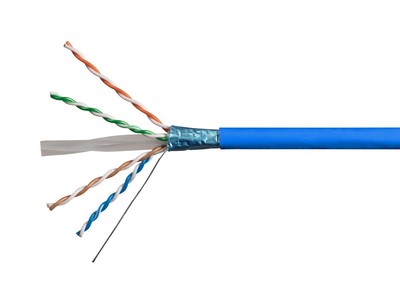 Cat6A Ethernet Bulk Cable Network Solid FTP CMR Riser Rated 23AWG 1000ft Blue