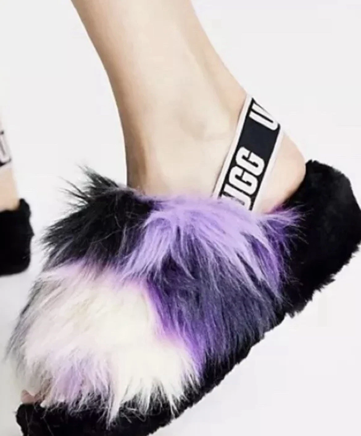 UGG Fluff Yeah scarpa slide slipper tie dye fuzzy donna taglia 6 viola