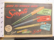 newspaper ad NYSN 1951 SCRIPTO fountain pen ball point pencil Back to School