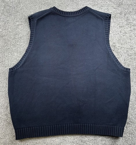 Vintage LL Bean Sweater Vest Men XL Cable Knit Classic Made In Hong Kong Navy - Picture 9 of 11
