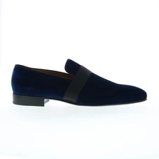 Pastori by Di Bianco Galba Velvet Cerulean Mens Blue Loafers Casual Shoes