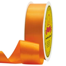 1-1/2 x 50 Yds Autumn Orange Satin Ribbon, Double Faced, Gift Wrap, Wedding