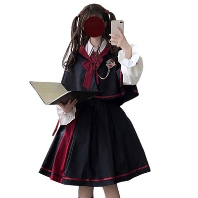 Toku and Yuu Lolita One-Piece Long Sleeve Gothic Lolita Costume with Cape, Mori