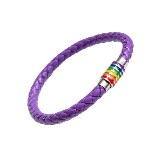 Rainbow Vegan PU Leather Bracelet Men Women Pride Magnetic Clasp Sydney Handmade - Picture 35 of 86