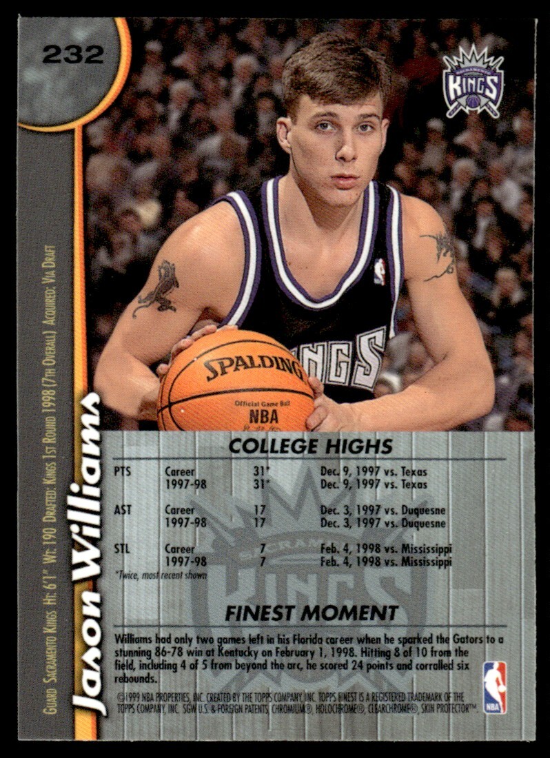 JASON WILLIAMS 1998-99 FINEST RC #232 | eBay