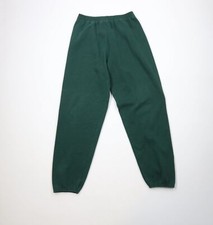 Vtg 90s Streetwear Mens Large Faded Blank Cuffed Sweatpants Joggers Green USA