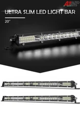 2X 20" 12V 24V Slim 48 LED Light Bar Spot Flood Combo Work Off-road TODOTERRENO