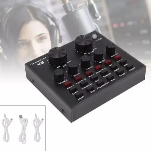 V8 Bluetooth Live Sound Card for Streaming Webcast Headset Mic Voice Control