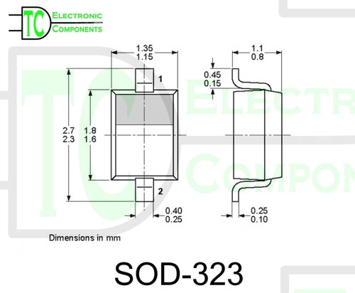 1N5819WS S4 SOD323 Schottky Barrier Diodes Surface Mount SMD 40V 350mA - Picture 3 of 7