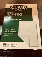 CURAD Non Stick Pads w/ ADHESIVE TABS 3 x 4 in  10 count